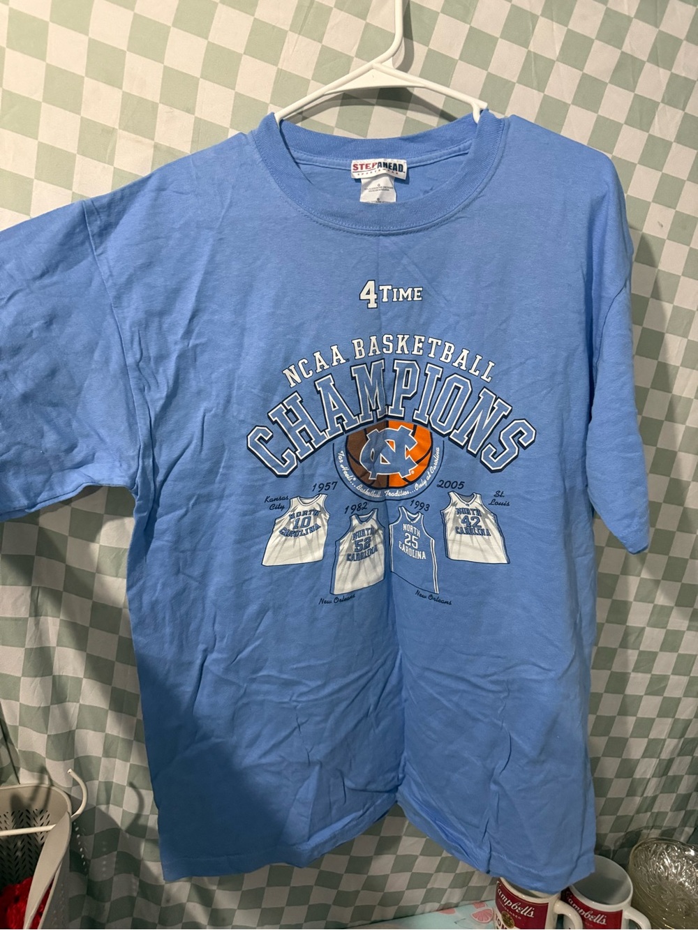 Vintage-Style Carolina Blue NCAA Basketball Champions Tee